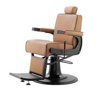 LBH Fauteuil de barbier hydraulique avec dossier et articulation pivotante, modèle Dour - Noir, style rétro, chaise, détente, métal, PVC