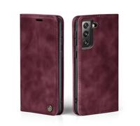 LBH LBH-S21FE-WR1 Étui de protection pour Samsung Galaxy S21 FE avec compartiment pour cartes et argent Bordeaux