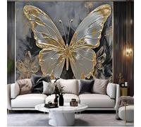 LBHSWWX Grande décoration murale papillon doré sur tissu de soie, 360 × 230 cm (l x H)
