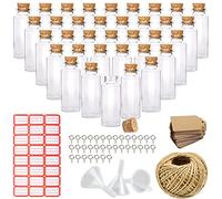 LBING 35PCS Petite Bouteille en Verre 10ml Fiole Verre Mariage Mini Flacon Mini-Bouteille en Verre Conservation D'huiles D'épices D'herbes ou De Thé Environ