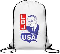 LBJ For USA Lyndon B Johnson Sac de gym décontracté avec cordon de serrage Blanc