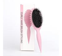 LBJFYHJN Brosse à cheveux 3 en 1 - Design unique de roue dentée - Base rembourrée - Saut - Coiffe les boucles sans tirer ni casser - Rose