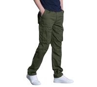 LBL Pantalon de Travail Multipoches pour Hommes Été Coton Léger Respirant Multi Poches Cordon Ajustable Cheville Urbain RandonnéeVert XXL
