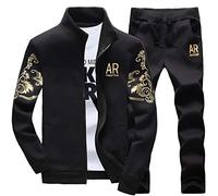 LBL Survêtement de sport 2 pièces pour homme avec haut à manches longues et fermeture zippée intégrale, XL