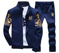 LBL Survêtement de sport 2 pièces pour homme avec haut à manches longues et fermeture zippée intégrale, L