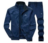 LBL Survêtement décontracté chaud à manches longues et fermeture Éclair intégrale pour homme - Bleu - XL