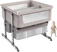LBLFEBD Bébé Cododo,Berceau Lit bébé Jumeaux à Bascule avec Roues Lit Bébé Réglable en Hauteur (6 Positions),Matelas Doux et Mousse Respirante pour Nouveau-nés et Nourrissons(Color:a)