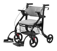 LBLFEBD Déambulateur Pliable 2 en 1 pour Personnes âgées - Déambulateur de Transport avec Dossier Souple et Repose-Pieds Amovibles - Déambulateur à 4 Roues et Support de 220 LB