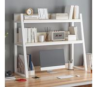 LBLFEBD Étagère à livres de bureau à 2 niveaux en bois pour le bureau, organisateur, étagère de rangement polyvalente pour le plan de travail (taille : 37 x 13 x 35, couleur : blanc)