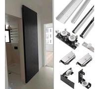 LBLFEBD Kit de quincaillerie pour porte coulissante dissimulée avec fermeture amortie - 180,3 cm, 132,1 cm, 81,3 cm - Kit de porte coulissante invisible sans rail pour porte simple en bois - Rail de