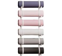 LBLFEBD Support de rangement mural pour tapis de yoga, organisateur de gym mural, accessoires de fitness à domicile, sangles de yoga, tapis de pilates, rouleau en mousse (blanc)