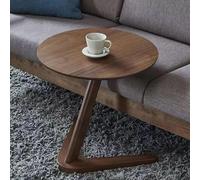 LBLFEBD Table d'appoint en forme de C - Table d'appoint ronde en bois massif avec dessus en chêne, table de canapé moderne pour salon, chambre à coucher, petits espaces