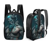LBLmoney Sac à dos de 17 pouces pour enfants imprimé en 3D Poséidon Sac d'école léger de voyage Sac à dos de mode double face pour enfants écoliers
