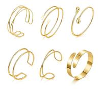 LBMOUD 6 PCS Ensemble de Bracelets en Or Ajustables,bracelet de bras,Bra-celet Sobre et élégant,Bijoux Élégants pour Femme Adaptés À La Vie Quotidienne,Sorties Décontractées et Occasions de Loisirs