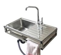 LBONG Evier à Un Seul Bol en acier inoxydable Évier de Lavage à La Main Commercial murale Pour Cuisines de Restaurants et de Maison