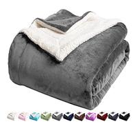 LBRO2M Couverture de lit en Molleton Sherpa, Super Douce, Duveteuse, en Peluche Chaude, Confortable, Moelleuse, en Microfibre, Couverture réversible en Velours, Gris, très Grand lit