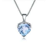 LBRTMED 4.4ct Natural Sky Blue Topaze Gemstone Real 925 Silver Silver Love Heart Pendant Collier pour femmes bijoux
