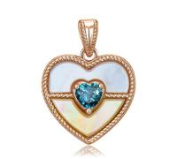 LBRTMED 925 Argent Sterling Rose et Or Fleur Coeur en Forme de Coeur éternel