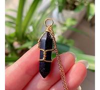 LBRTMED Bijoux de guérison Natural Stone Pendant Fil Enveloppe de Balle hexagonale Amethystes Collier en Cristal en cru