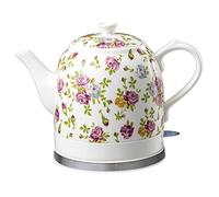 LBRTMED Bouilloires, électrique en céramique sans Fil de Bouillie Blanche thermure rétro de 1,2 L, 1200W bouillonne d'eau Rapidement pour Le thé, Le café, la Soupe, la Base Amovible de floc