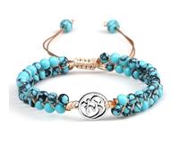 LBRTMED Bracelet de perle xfzjchap 4 mm pour femmes hommes, alliage turquoise ohm Bracelet réglable 6,5 à 11 pouces, bijoux de mode