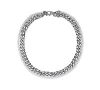 LBRTMED Chaîne de liaison cubaine de 10 mm Miami et un demi-collier de cou de poule de 8 mm pour hommes et femmes en acier inoxydable