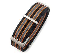 LBRTMED Czke 20 mm 21 mm Band de surveillance en nylon spécial pour Omega Watch 007 Commander Soft Canvas Tissu Strap (Couleur: 007 Black Orange, taille: 20 mm)