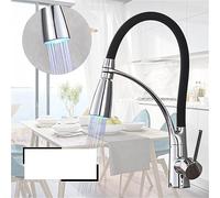 LBRTMED Évier de Cuisine à LED Noir, Cuisine pivotante et extractible, mélangeur d'eau Chaude et Froide monté sur Le Pont de la Salle de Bain