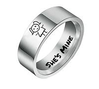 LBRTMED Knbob en acier inoxydable sonne d'argent, petit ami et petite amie de 8 mm couple son couple et ses anneaux