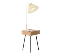 LBRTMED Lampadaire léger Debout lampadaire avec Table, Table d'extrémité latérale avec Lampe attachée, Table de Chevet étroite avec tiroir pour Salon, Chambre Debout légère (Blanc)