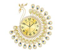 LBRTMED NMDCDH Style européen Horloge Murale européenne créative, Horloge de Salon, individualité, Art du Jardin, Montre Quartz, Paon, Horloge Murale silencieuse, Or