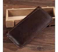 LBRTMED Portefeuille Long en Cuir Marron pour Hommes, Portefeuille Bifold, Support de Carte pour Hommes, pour chéquier et Cartes d'identité, Cadeau pour père