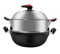 LBRTMED Pot de Fer Pot à l'ancienne à Double Oreille poêle en Fonte antiadhésive Pot spécial Grand Vapeur à Vapeur à Vapeur (Couleur: A, Taille: 30 cm) (A 36 cm) (A 34 cm)