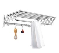 LBRTMED Rack de séchage de vêtements muraux rétractables avec Crochet 60 cm de Linge Pliable Bar à Serviette Extensible et Cintre de vêtements pour des Solutions d'économie d'espace