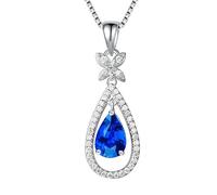LBRTMED S925 Sterling Silver Natural Sapphire 45cm Collier Pendant Blue Topaz Jewelry Box Gemstone Box Chain