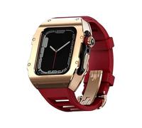 LBRTMED Série 10 46mm 316L Case en acier inoxydable et Fluororubber Butterfly Clip Band Mod Kit pour Ultra 49 mm, Retrofit Set Metal Cover Rubber Strap pour IWatch 45 mm 44 mm (oranges, pour 49 mm)