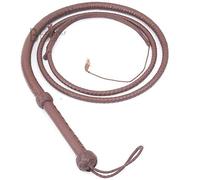 LB'S WHIP Indiana Jones Style Fouet équestre, 1,8 m, 8 Tresses en Cuir de Vachette véritable Marron foncé