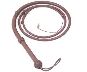 LB'S WHIP Indiana Jones Style Fouet équestre, 1,8 m, 8 Tresses en Cuir de Vachette véritable Marron foncé