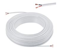 LbsAMP Câble Electrique 2 Fils 2×0,5mm² 10M 20AWG 300V Fil Electrique 2 Conducteurs en Cuivre PVC Extension Câble d'alimentation pour Lampes LED Remorques Automobiles Bateau Extérieure - Blanc