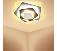LbsAMP Plafonnier LED Dimmable 3 Couleurs 24W Lampe de Plafond LED Moderne pour Chambre à Coucher Luminaire Plafonnier Cuisine Salon Lumière Chaude pour Maison Bureau - Forme à Cinq Côtés