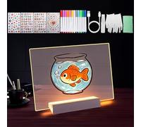 LbsAMP Tableau Acrylique Lumineuse Message LED Rechargeable avec 12 Stylos de Couleur et Autocollants Tableau D'écriture Mémo Essuyable pour Décorations Fête Publicitaire Planification - 30x20CM