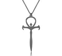 LBSBO Collier pendentif vampire Ankh en acier inoxydable avec symbole de croix de vampire, 2.8cm * 6, Métal, Pas de gemme