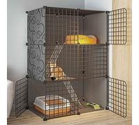 LBSI Enclos Chat Exterieur Balcon Grande Taille, avec Toit, Cage pour Chat, Cage pour Animaux de Compagnie, Métal, 14 Tailles, Blanc/Noir (Size : 79x39x109cm)
