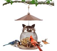 LBTING Mangeoire à Oiseaux pour l'extérieur, Anti-écureuils, mangeoire à Oiseaux Sauvages, décoration pour Suspendre à l'extérieur, Jardin, Cour, en Forme de Chat en Bronze Mignon