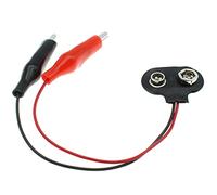 LBTODH Lot de 2 connecteurs à clip de batterie 9 V de type T 9 V - Connecteur à boucle flexible - Boîtier en plastique et double pince crocodile noire et rouge - 15 cm