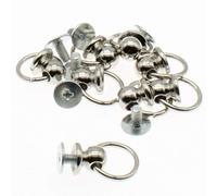 LBTODH Lot de 24 rivets à tête ronde pour cuir avec anneau de traction - Accessoire de bricolage pour sacs à main/ceintures/articles en cuir/sacs/chapeaux, etc. (argent)