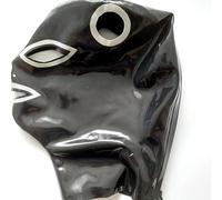 LBUZHOY Latex TêTe Couverture Masque en Caoutchouc Naturel Pas de Perruque Yeux ExposéS Bouche Unisexe Cosplay Fait à la Main(Size:M-65CM)