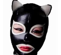 LBUZHOY Sexy Latex Tête Couverture Yeux ExposéS Masque de Bondage Cagoule en Latex FéTiche Halloween pour Cosplay Party Couple(Size:XS-60CM)