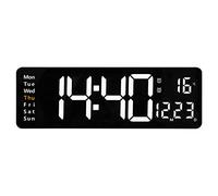 Lbvzxkad 1 Pièce Horloges Murales Temp Date Semaine Affichage Double Alarmes Électroniques Table avec Télécommande Blanc