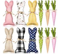 Lbvzxkad 12 PièCes SéRies Lapins en Tissu Rembourré Dessus de Table de Pâques DéCor de Ferme Rustique DéCor de Lapin Carotte en Peluche DéCor pour Comptoir de Bureau